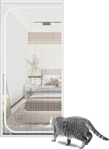 GURSAC Porte d'écran Rideau Anti Moustique Rideau de Rechange en Maille pour Porte de Chat,Porte moustiquaire avec Fermeture éclair- Filet de Protection pour fenêtre - pour Chat et Oiseau