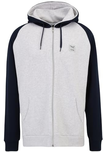 IRIEDAILY Herren Hoodie DE College 2 Zip Bio-Baumwolle Regular Fit ash Heather