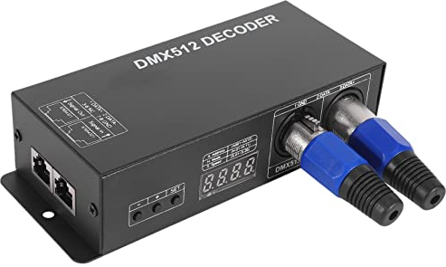 Giilayky 512 Digitalanzeige, Dimmercontroller DMX512, Controller für LED, Rgbw, Streifen, Verbindung RJ45 DC, 12 – 24 V, 20 A (4 Kanäle)