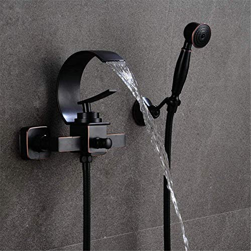 Système de douche cascade baignoire ensemble de robinets de douche noir mitigeur de baignoire double contrôle douche mural robinet de douche-noir