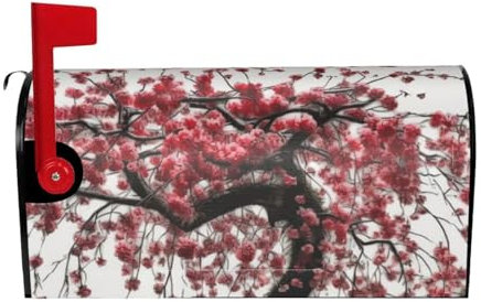 Willkommensbriefkasten-Abdeckung, japanischer Kirschbaum, magnetische Briefkasten-Abdeckung, dekorative Urlaubs-Briefkasten-Abdeckung für Zuhause, Outdoor, Garten, dekorativ