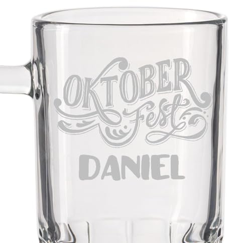 Wanapix | Jarra de Cerveza Personalizada con Nombre y Texto | Jarra de Cristal Grabado | 500 ml | Apta Lavavajillas | Regalo Original | Oktoberfest
