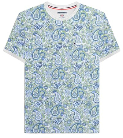 Lambretta Mens Paisley Brand Short Sleeve T-Shirt - Grey/Navy - M