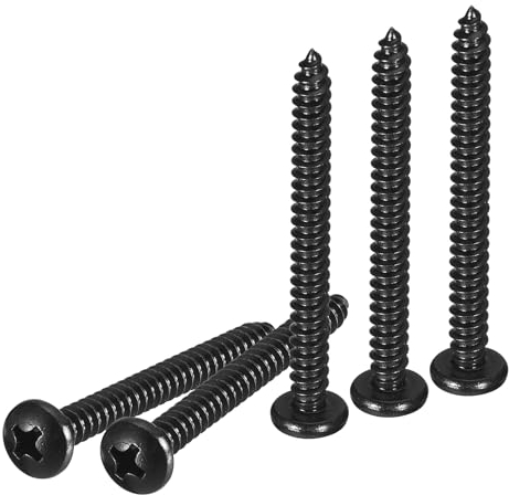DTGN #10x2 Phillips Pan Head Self-tapping Screw - 50Pack - Black Oxide 304 Stainless Steel Sheet Metal Screws Wood Screws