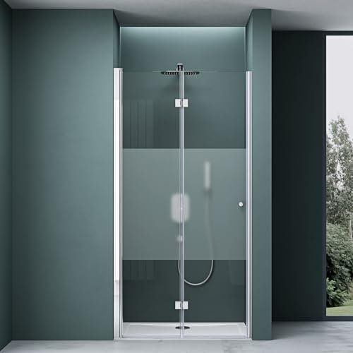 Mai & Mai Paroi de Douche en niche 80x190cm Pare Douche Transparent Porte Pivotante Pliante avec Revêtement Nano Easy Clean Teramo26MS