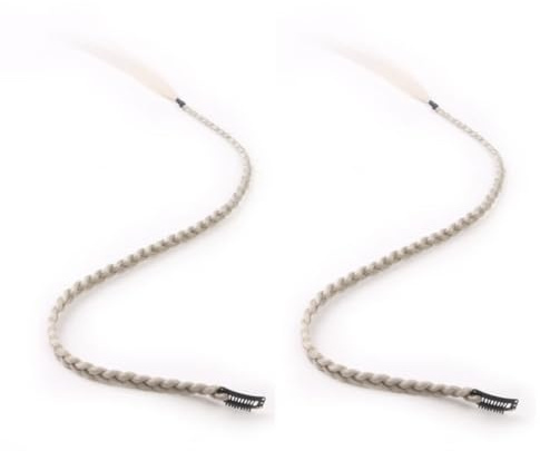 2 x Clip-In Hair Extension Highlights Streaks, Colourful Hair Highlights (Light Grey 1 Braid - On A Clip)