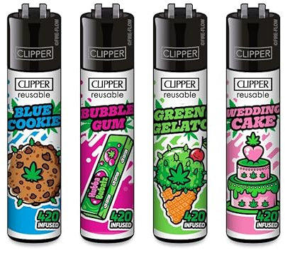 Clipper Feuerzeuge, Set mit 4 Stück, außergewöhnliche Motive (Sweeds #2)