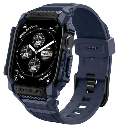 Spigen Rugged Armor Pro Funda y correa Compatible con Apple Watch Serie 11/10 42mm (2025/2024) - Azul Marino