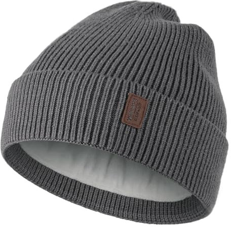 Wmcaps Beanie Mütze, Herren Winter Warme Unisex Wintermütze Strickmütze Dehnbare Weiche Wollmütze mit Bündchen und Dickem Warmem Futter Geschenke für Freundin männer Frauen, Anthrazitgrau
