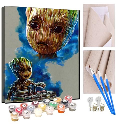 KANGBAWA Peinture par Numéro Kits Dessin animé de super-héros Peintures Acryliques pour Adultes Enfants Seniors Débutant Peinture à l'huile de Bricolage -16x20 Pouces (sans Cadre)