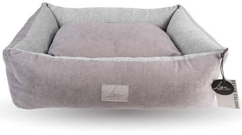 Ligo Buddy Elegance- Lettino Cuccia per cani realizzata in Italia. Cuscino materasso per Cane cuccetta completamente sfoderabile e lavabile in lavatrice. (M/L: 85 X 70 cm, SOFT ROSA/GRIGIO)