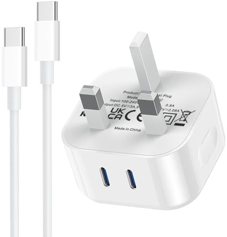 iPhone 16 Charger Plug,Apple iPhone Fast Charger Cable and Plug 25W Quick Charge for Apple iPhone 16/16 Plus/16 Pro/16 Pro Max,Dual Ports Type C New Rapid USB C to C Charging Lead and Plug