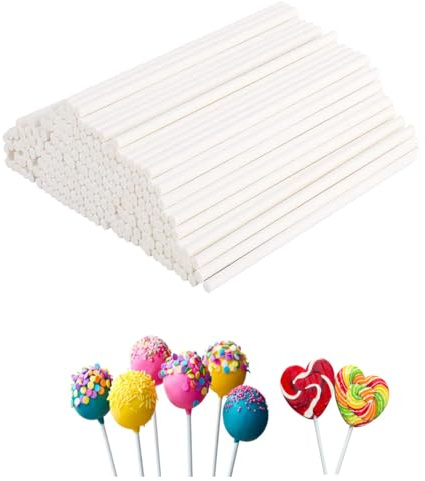 HarttiHome 100PCS Lollipop Sticks, 4 Zoll Kuchen Pop Sticks Papier Sticks für Cakepop, harte Süßigkeit, Cupcake Toppers, Regenbogen Süßigkeiten, Süßigkeiten Äpfel, Schokolade, Kekse
