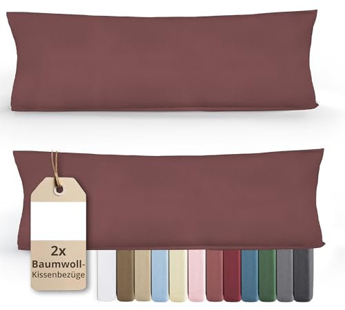 Greenline Federa per cuscino in jersey di alta qualità, 100% cotone, rosa antico, confezione doppia (2X), 40 x 145 cm, federa per cuscino