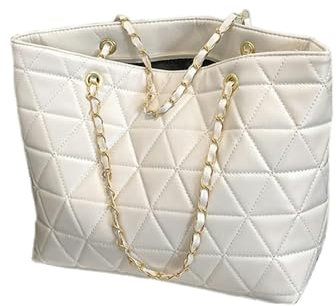 MYLLJBD Borsa Tracolla Donna Borsa A Tracolla da Donna, Grande capacità, Borsa A Mano con Catena alla Moda, Borsa A Tracolla Grande con Texture alla Moda-Bianco
