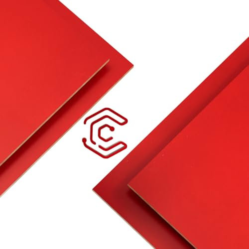 Creatorally Farbige Sperrholzplatte 3mm, Linde Holz für Lasercut 30x30 cm 4 Stück, Laser Sperrholz für Schneiden und Gravieren, Unbehandeltes Holzplatte zum DIY Holzver Brennung (Rot)