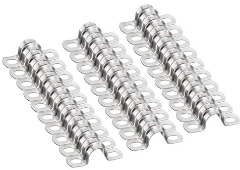 sourcing map 30 morsetti per condotti da 18 mm, morsetti per tubi M18 U, cinghia rigida in acciaio inossidabile, staffa a forma di U con due fori per fissaggio del cavo del tubo del tubo, spesso