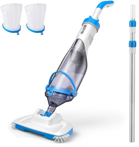 Consciot Handheld Pool Vacuum with Telescopic Pole, 18.5 GPM Suction, Up to 1-Hour Runtime – Cordless Cleaner for Pools, Spas & Hot Tubs, Includes 2-Pack Filter Bags