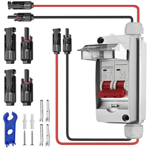 BAIFULAI DC Trennschalter PV Anlage, IP65 Wasserdicht PV Sicherungsautomat 32A DC500V, Trennschalter Photovoltaik, Leitungsschutzschalter für Photovoltaik Modul Anlage Solaranlage Balkonkraftwerk