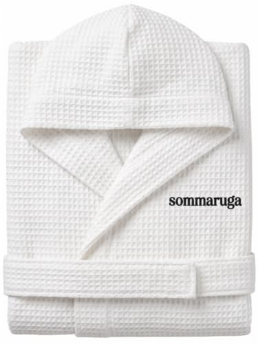 Accappatoio Nido D'Ape Donna e Accappatoio Nido D'Ape Uomo in Cotone con Cappuccio Tasche e Cintura, Leggero e da Viaggio S-XXXL