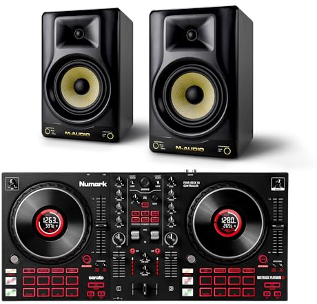 Numark Mixtrack Platinum FX DJ Controller and M-AUDIO Forty Sixty Pair Studio Monitors for Studio Recording, Music Production, Podcasting, Streaming