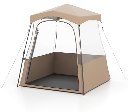 COSTWAY Sportzelt, Transparentes Zelt mit klarer Sicht & Robustes Gestell & Tragetasche, Campingzelt Outdoor, Pop Up Bubble Zelt zum Sportgucken, Anfeuern, Camping