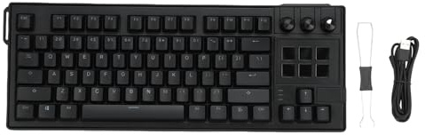 Fockety Mechanische Gaming Tastatur, 75% 78 Tasten-Layout, 6 programmierbare LCD Tasten, kabelgebundene mechanische Tastatur, rotem Schalter, RGB-Hintergrundbeleuchtung für PC Gaming (Black)