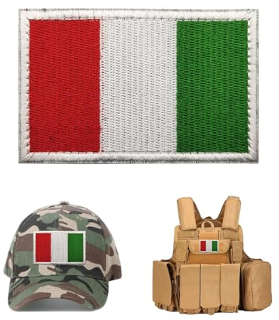 YUVKIN 1 unidad parche bandera Italia, tejido con, insignia táctica 8 × 5 cm, Tricolor Italia