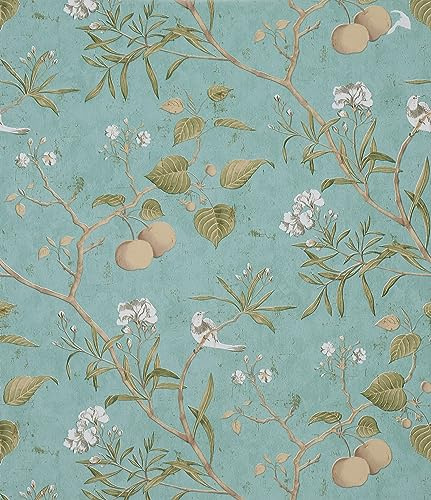 Yullpaper Tapete Grün Selbstklebend Klebefolie Möbel Kinder Blumentapete Vintage Tapeten Schlafzimmer Wohnzimmer Grüne Möbelfolie Selbstklebende Tapete Blumen Schrankfolie Mustertapete 44.5 x 300cm