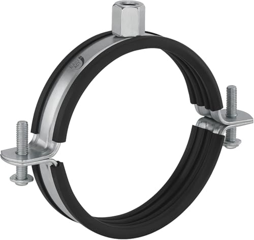 Easy Act Rohrschelle 400 mm mit Gummidichtung für Lüftungskanäle, Schraubrohrschelle aus verzinktem Stahl, Rohr Schelle mit M8/M10 Anschluss