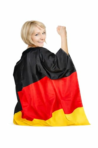 TrendandStylez Deutschland Flaggen-Umhang mit Ärmeln (87x150cm) | Fan-Cape als Fahne zum Umhängen | Fanartikel für WM, EM & Olympia | Kostüm für Damen & Herren