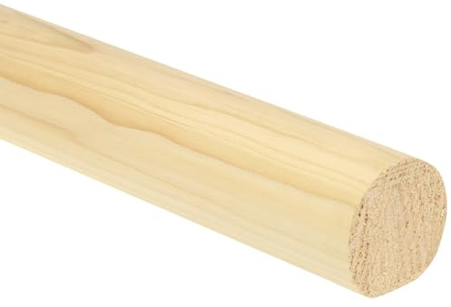 Jackson Woodturners 54mm Mopstick Handrail – Solid Wood Round Stair Handrail – Oak, Pine, Hemlock or Primed (White) – 1.8m, 2.4m, 3.6m, 4.2m (Pine, 3600mm)