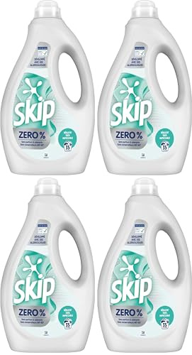 Skip - Lessive Liquide - 0% - Efficace Tout en Respectant les Peaux Très Sensibles - Formule Sans Parfum ni Colorants et Conservateurs MIT-BIT - Certifiée ECARF - 35 Lavages (Lot de 4)