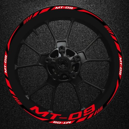 Modifica Pneumatici Adesivi Cerchio Moto Pellicola Ruota Bordo Decalcomanie Riflettenti Per Yamaha MT09 MT-09 2017-2022 Pezzi di ricambio(Red SET)