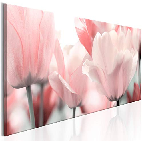 decomonkey Bilder Blumen 135x45 cm XXL 1 Teilig Leinwandbilder Bild auf Leinwand Vlies Wandbild Kunstdruck Wanddeko Wand Wohnzimmer Wanddekoration Deko Tulpen
