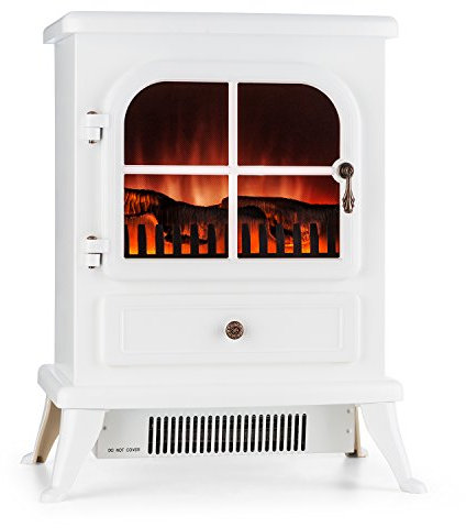 Klarstein St. Moritz - Chimenea eléctrica Virtual, Calefactor, Calefacción, Sistema Independiente de Calefactor, 1850W, 2 Niveles, Termostato, Libre de Fuego y Humo, Blanco