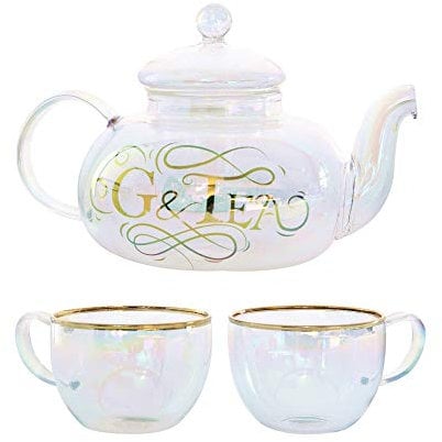 Root7 Drinkind Gin Gifts for Women | Luxury Gin and Tonic Infuser Gift Set | Gift Boxed | 2 Gin Glasses with a Rainbow Tinted Glass Teapot | Perfect for Gin, Cocktails & Loose-Leaf Tea, 800 ml