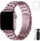 Fullmosa Kompatibel mit Apple Watch Armband 44mm 45mm 42mm, Metall Ersatzband für iwatch SE Series 9 8 7 6 5 4 3 2 1, Rosa