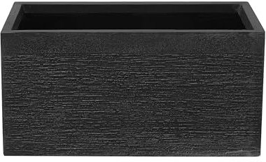 Beliani Jardinière Cache-Pot Noir Effet Pierre en Mélange de Fibres 29 x 60 x 30 cm Bac à Fleurs au Design Moderne Idéal pour Extérieur et Intérieur