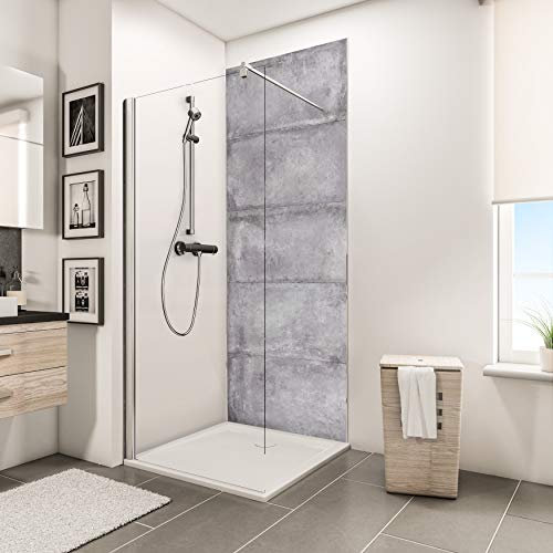 Schulte 1 panneau mural l.100 x h.210 cm, épaisseur 3 mm, surface 2.1 m², revêtement salle de bain douche, résistant aux rayures, gris antico, DécoDesign, livré avec adhésif double face