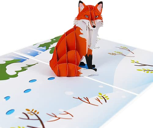Sweetpopup® 3D Pop-Up Karte | Glückwunschkarte Geburtstagskarte Geschenkkarte | Winter Wandern Wälder Winterurlaub | Grußkarte & Gutscheinkarte für besondere Anlässe | Klappkarte mit Fuchs 178