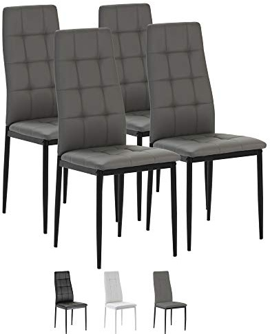 VS Venta-stock Chelsea 4a. Set Grauer Esszimmerstuhl, SGS-Zertifiziert, 42 cm (Breite) x 51 cm (Tiefe) x 97 cm (Höhe)