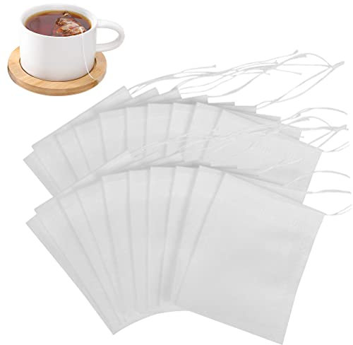 NA 200 Bustine di Bustine di Filtro per il tè Bustine di Filtro per tè Usa e Getta Bustine di tè Vuote con Sigillo con Coulisse per Foglie Sciolte,7x9 cm-Bianco