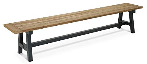 OUTLIV. Omaha 4-Sitzer Gartenbank 240 cm mit Gestell aus pulverbeschichtetem Aluminium in Schwarz und Sitzfläche aus Teakholz