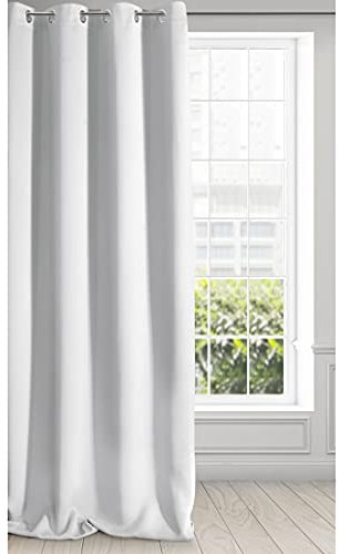 Eurofirany Logan Vorhang Blickdicht, Blackout, Satin Verdunkelungsvorhang mit Ösen -1 STK. Ösenvorhang, Elegant, Glatt, Einfarbig, Wohnzimmer, Schlafzimmer, 135x250 cm, Weiß