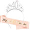 Zaloife 40. Geburtstag Krone Schärpe, Geburtstag Tiara Silber Geburtstag Schärpe Roségold, Junggesellinnenabschied Set für 16 Geburtstag Deko Geschenk und Frauen Party Accessoires