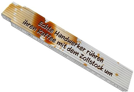 Meterstab aus Holz mit Spruch - Echte Handwerker rühren ihren Kaffee mit dem Zollstock um als lustiges Geschenk für Papa oder Opa zum Vatertag oder als kleine Aufmerksamkeit für