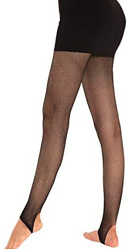Fohevers Femmes Étrier Résille Collants Haute Cintré Résille Bas Non Orteils Collants pour Festival Déguisements Halloween Danse,Noir