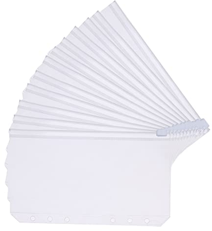 A5 Binder Taschen, Rluobo 12 Stück PVC 6 Löcher Binder Reißverschluss Ordner Wasserdicht Geld Budget Umschläge für Notebook-Planer Einlegeseiten Loseblattbeutel