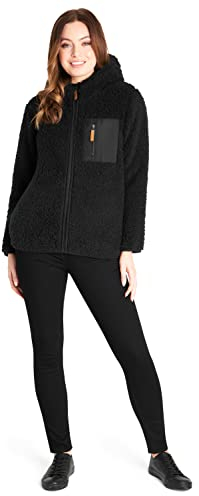 CityComfort Kapuzenpullover Damen Teddy Fleece Hoodie Flauschig Warm mit Reißverschluss (Schwarz, XL)
